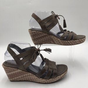 Gabor Lace-Up Braided Wedge Sandals